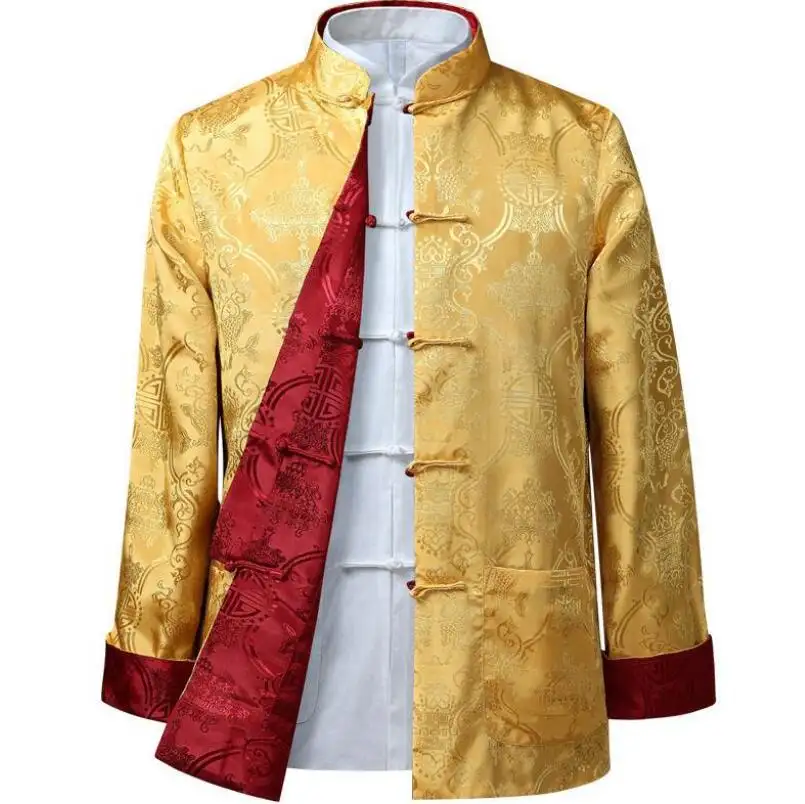 מעיל קז'ואל לגברים באביב ובסתיו שמלת אבא בסגנון סיני, שמלה דו צדדית לגיל העמידה ולקשישים, מעילים לגברים