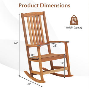 Silla Mecedora Ergonómica Db para Patio, Respaldo Alto, Madera Sólida, Silla de Jardín para Exteriores, Estilo Tradicional - Product Image 5