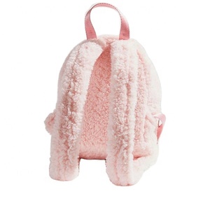 Vente directe d'usine logo personnalisé double épaule en peluche petite capacité mini shopping en plein air sac à dos rose - Product Image 2
