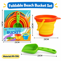Seau pliable coloré pour enfants avec pelle à sable, ensemble de jouets de plage pliables portables avec emballage en boîte colorée