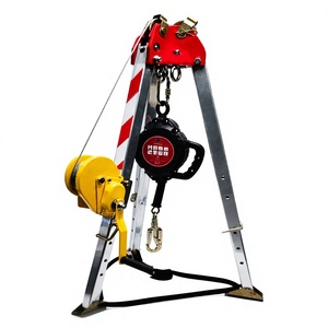 Trépied manuel en acier inoxydable jaune avec barre rayée, pieds réglables, câble en acier, hauteur de levage 20m - Product Image 6