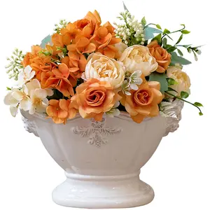 Fleurs de Rose Orange haut de gamme fleurs artificielles salon Table à manger Bouquet fleurs séchées