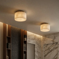 Plafonnier moderne de luxe en onyx naturel, rond, avec cadre en métal doré, lumière LED à lueur chaude, pour chambre à coucher