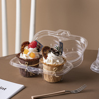Boîte d'emballage transparente jetable pour cupcakes, contenant individuel en plastique thermoformé à 2 ou 4 cavités pour muffins et mousses, idéal pour la vente à emporter