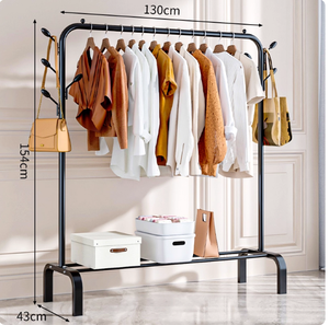 <span class=keywords><strong>Appendiabiti</strong></span> da Camera da Letto in Acciaio Inossidabile Nero Resistente 130CM 150CM con Ruote - Product Image 4