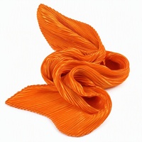 Foulard carré en polyester imitation soie, léger, plissé, orange vif, pour femme musulmane, accessoire de mode pour fête, coupe diagonale, sport