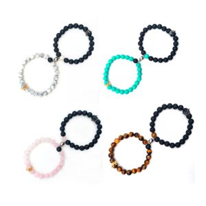 Pulseras con cuentas directas de fábrica, diseño de corona a juego magnético para él y ella para parejas, amistad y regalo de boda - Product Image 1