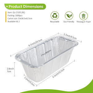 Bandeja Rectangular Desechable de Papel Aluminio para Hornear <span class=keywords><strong>Pan</strong></span>, 800 ml, Apta para Horno, Grado Alimenticio - Product Image 2