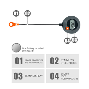 ABS Circular LCD Display Digital <strong>Cooking</strong> <strong>Thermometer</strong> Stainless Steel Probe for Kitchen &amp; Household Use for Food BBQ <strong>Thermometer</strong> - Product Image 3