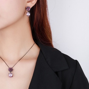 Ensemble de bijoux vintage en cuivre plaqué or noir écologique, fleur de rose, 10*12mm, boucles d'oreilles et collier camélia pour femme, cadeau - Product Image 6