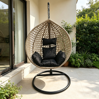 Fauteuil suspendu en osier PE en forme d'œuf, robuste, avec support métallique, pour pelouse, cour et balcon - Vente en gros usine