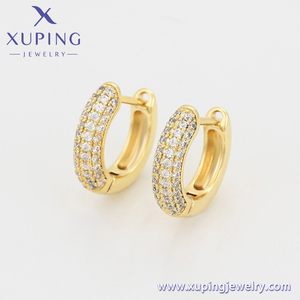 Trang Sức XUPING A00910538 Bông Tai Huggie Kim Cương Cổ Điển Nhiều Hàng Nút Tinh Tế Cổ Điển Đá CZ Tổng Hợp Màu Vàng 14K 3A + - Product Image 5