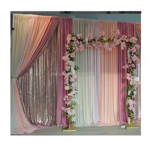 結婚式の装飾アルミニウム背景スタンドパイプドレープグリッタースパンコールドレープ壁生地カーテン装飾結婚式のドレープ