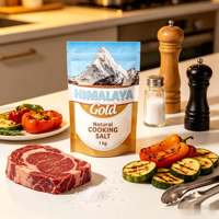 Sachet refermable personnalisé imprimé en couleur avec support doré, 1 kg, emballage haute barrière pour sel de cuisine naturel de l'Himalaya