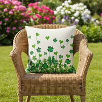 Housse de coussin imprimée lettres vertes et trèfles, taie d'oreiller en lin respirant pour canapé, nouveauté