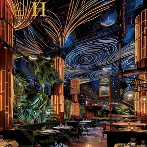 Khách Sạn Sang Trọng Nhà Hàng Thiết Kế Nội Thất Quầy Bar Thiết Kế Tùy Chỉnh Bền Rắn Gỗ Bàn Ghế Cho Nhà Hàng Trang Trí - Product Image 3