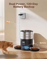 Distributeur de nourriture pour animaux de compagnie en acier inoxydable Wifi 4.5L Double bols électriques Mangeoire pour chiens Mangeoire automatique pour chats pour 2 chats