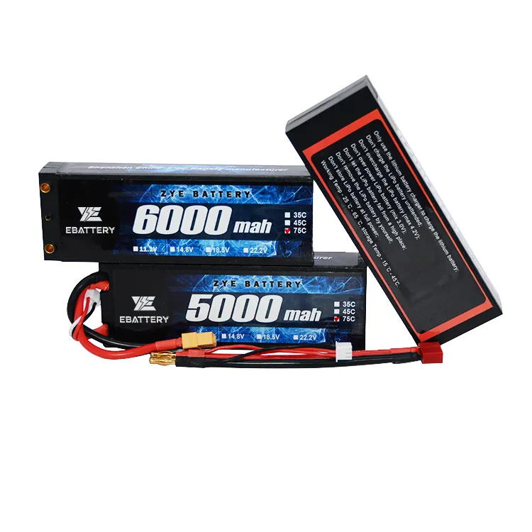 Bán Buôn 2s7.4v 3s11.1v Trường Hợp Cứng 5000 5200 6000 7000Mah Cao C-đánh Giá Lipo 45C75C100C Cho Rc Xe