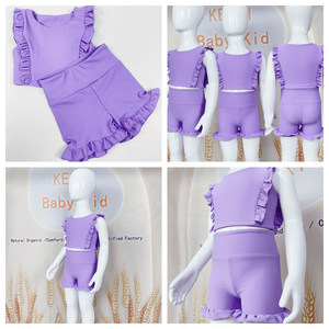 KERUI Set <span class=keywords><strong>Sportivo</strong></span> Estivo per Bambine, <span class=keywords><strong>Top</strong></span> e Pantaloncini, Completo Yoga Senza Maniche in Nylon Spandex per Golf - Product Image 2