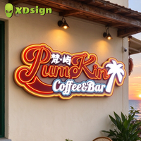 Enseigne lumineuse 3D personnalisée monocolore avec panneau arrière en acrylique, lettres en métal pour la décoration murale de bars, magasins et restaurants