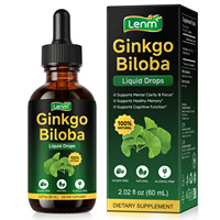 Lenm 60ml Veganes Natürliches Ginkgo Biloba Blattextrakt Nahrungsergänzungsmittel Gehirn- & Konzentrationsunterstützung Ginkgo Biloba Flüssige Tropfen für Männer & Frauen