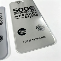 500C Sans Bordure 26 °   Protection d'écran en verre trempé anti-espion pour iPhone 18 17 16 15 Pro Max, anti-statique, dureté 9H, couverture intégrale