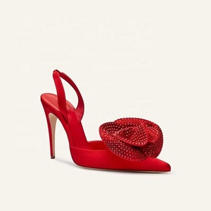 Large Size 45 Wide Fit Women Diamonds Sandals Satin Upper on <b>Shoes</b> Slingbacks Stiletto Summer Dress Heels - Product Image 6