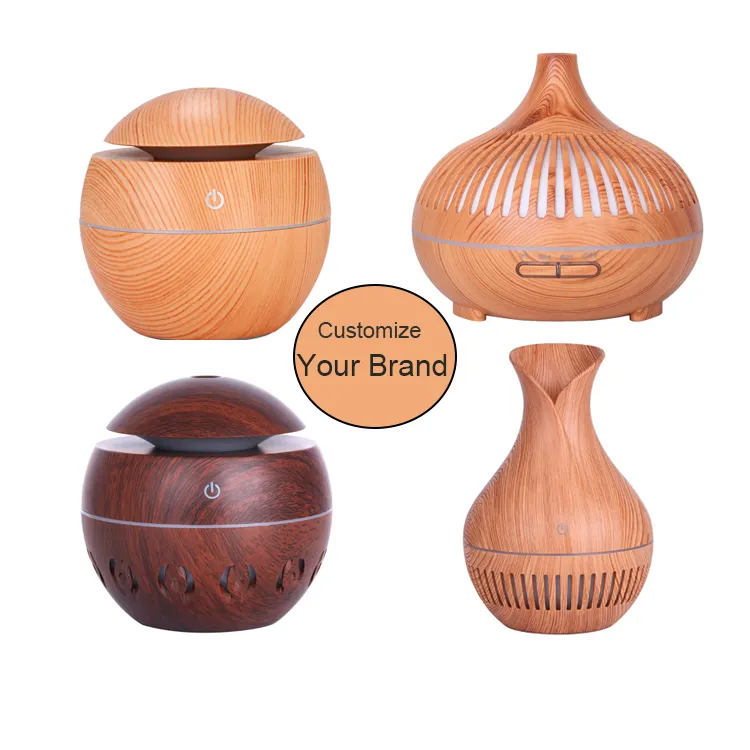 Custom wooden aroma Humidifier Ultrasonic Wood Grain Aromatherapy Essential Oil Diffuser