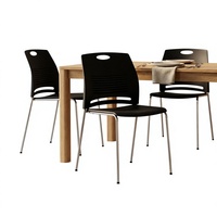 Chaise de conférence moderne pliable en plastique avec dossier à lattes, siège de réunion pour visiteurs, structure métallique thermolaquée pour bureau et café