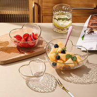 Vente en gros faite à la main en usine de haute qualité, cadeau en forme de cœur, plat à salade décoratif en verre, bol à dessert transparent personnalisé pour la cuisine