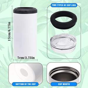 Tumbler sublimasi 4-in-1 16oz, pendingin kaleng terisolasi baja tahan karat dinding ganda dengan 2 tutup & ember es/bak minuman - Product Image 2