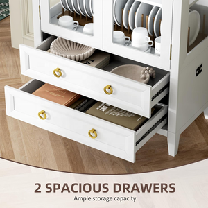 Vitrina Moderna Arqueada de Madera Hecha a Mano con Puertas de Vidrio, Gabinete de Almacenamiento Blanco para Sala de Estar, Apartamento o Escuela - Product Image 6