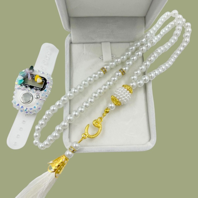 Islamic Tasbih Electronic Rosary Muslim Tasbeeh Accessory Prayer Beads Religious Glass Digital Box Eid Gift Jewelry Counter