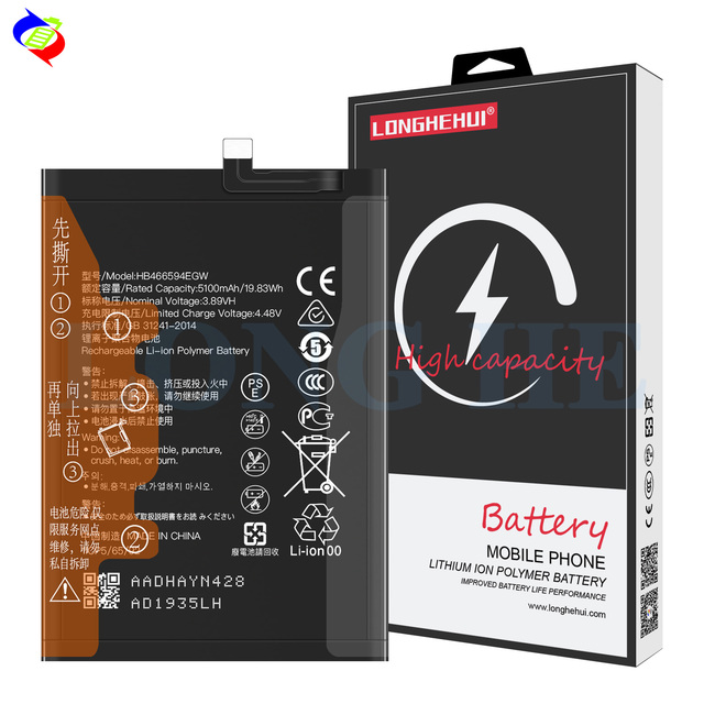 Cell Phone Batteries Battery HB466594EGW for Huawei Honor X5 Plus Honor Play 40 WOD-LX1 WDY-AN00 5100mAh 4.48V