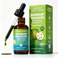 Gouttes liquides de Seamoss de Corossol OEM/ODM 60ml |   Gouttes de Seamoss au Corossol avec Huile de Nigelle |   Soutien immunitaire et antioxydant testé en laboratoire