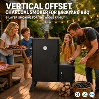 Ahumador Vertical de Gas de Acero Inoxidable con Múltiples Niveles de Estantes, Doble Quemador, Encendido por Pulsador, para Ahumar al Aire Libre