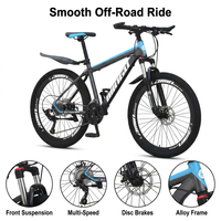 Vélo de montagne/cycle à frein à disque, amortisseur, multi-vitesses, 24/26 pouces, en fibre de carbone, VTT/bicicleta, vélo de montagne pour homme