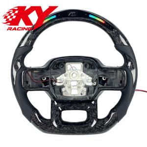 พวงมาลัยคาร์บอนไฟเบอร์สีดำแบบแข่งรถ สำหรับรถฟอร์ด แร็พเตอร์ F150 F250 F350 XLT XL พร้อมจอแสดงผล LED RPM - Product Image 1