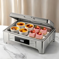 Vitrine chauffante électrique 9L, Serveur de buffet en acier inoxydable de haute qualité personnalisable en gros, Contrôle manuel de la température