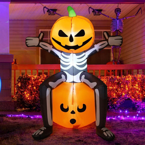 Tête de citrouille gonflable d'Halloween avec diode électroluminescente intégrée, costume de citrouille gonflable, décoration de cour d'Halloween - Product Image 1