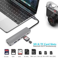 Adaptateur Hub USB Type C 6 en 1, lecteur de carte multiport 4K 8K HDTV, lecteur de carte USB3.0 TF/SD, tout-en-un pour PC, accessoires informatiques