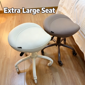 Extra Large Seat Barber Chair Rotating Salon <b>Stool</b> PU Upholstered Hair Studio Chair with <b>Wheels</b> - Product Image 1