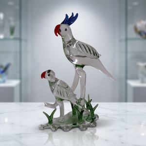 Juego de Figuras de Loros de Vidrio Soplado a Mano |   Escultura Decorativa de Pájaro para Decoración del Hogar - Product Image 2