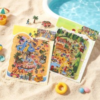 Lot de 4 autocollants décoratifs - Série Paradis des Animaux Mignons - Scènes de Vie Sauvage