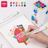 Deli 70816 stylo marqueur à base d'eau à double pointe Graffiti Fiber Set pour étudiant enfants aquarelle dessin plastique