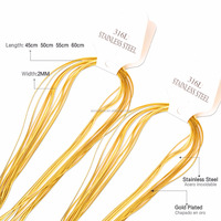 Chaîne corporelle en acier inoxydable pour collier, en plaqué or, de 2mm de long, 18 à 24 pouces, chaîne en boîte