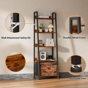 ชั้นวางหนังสือแบบบันได 5 ชั้น รุ่น Nu-Deco MH26022 ทันสมัย พร้อมลิ้นชักถอดได้ ทำจากไม้และโลหะ วางได้อิสระ เหมาะสำหรับห้องนั่งเล่น สำนักงานที่บ้าน - Product Image 2