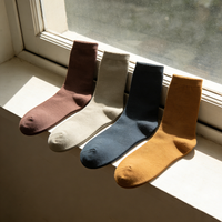 Chaussettes unisexes douces, élastiques, personnalisables, unies, quatre saisons, chaussettes de sport en coton tricotées pour l'hiver