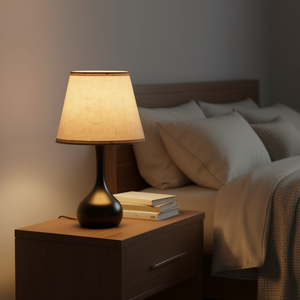 Lámpara de Mesa Moderna de Cerámica con Pantalla de Tela Beige, LED E26 2700K, Luz Blanca Cálida Suave, Tamaño Pequeño para Dormitorio o Sala de Estar - Product Image 2