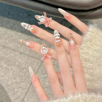 Ongles à presser transparents motif ciel étoilé flocon de neige 5cm 10 pièces certifiés CE faits à la main pour l'hiver